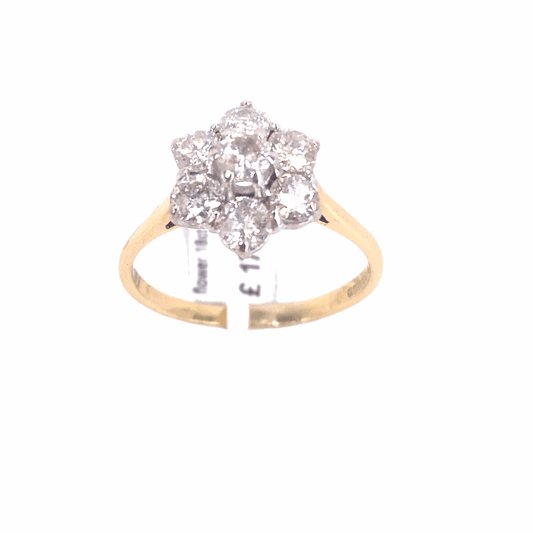 Women’s 18ct Yellow Gold Diamond Flower Cluster Ring - 1.5ct 4.3G - Hyman’s Jewellers