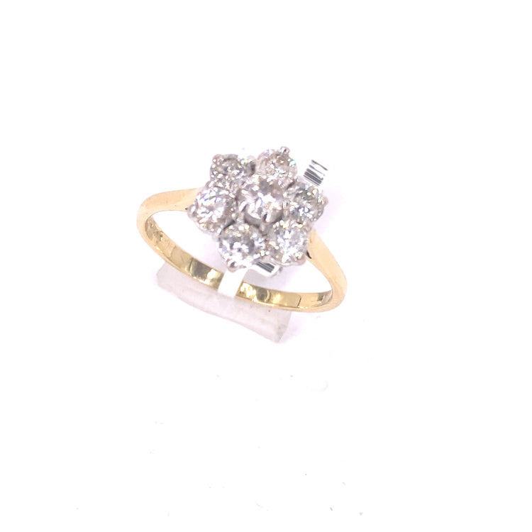 Women’s 18ct Yellow Gold Diamond Flower Cluster Ring - 1.5ct 4.3G - Hyman’s Jewellers
