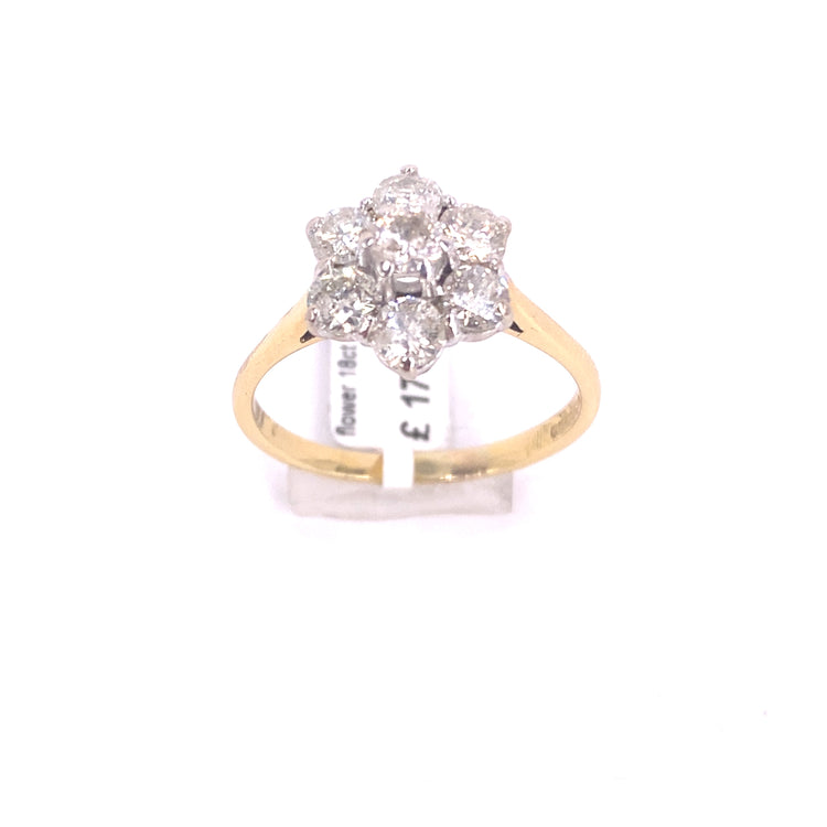 Women’s 18ct Yellow Gold Diamond Flower Cluster Ring - 1.5ct 4.3G - Hyman’s Jewellers