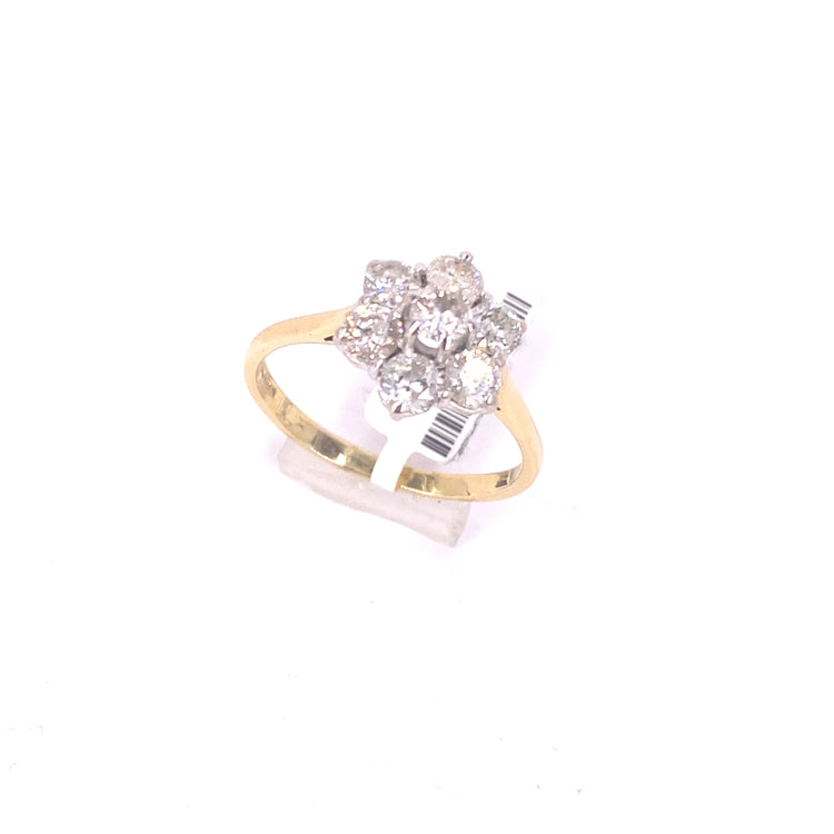 Women’s 18ct Yellow Gold Diamond Flower Cluster Ring - 1.5ct 4.3G - Hyman’s Jewellers