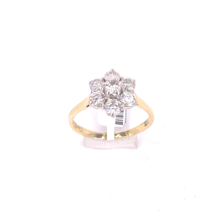 Women’s 18ct Yellow Gold Diamond Flower Cluster Ring - 1.5ct 4.3G - Hyman’s Jewellers