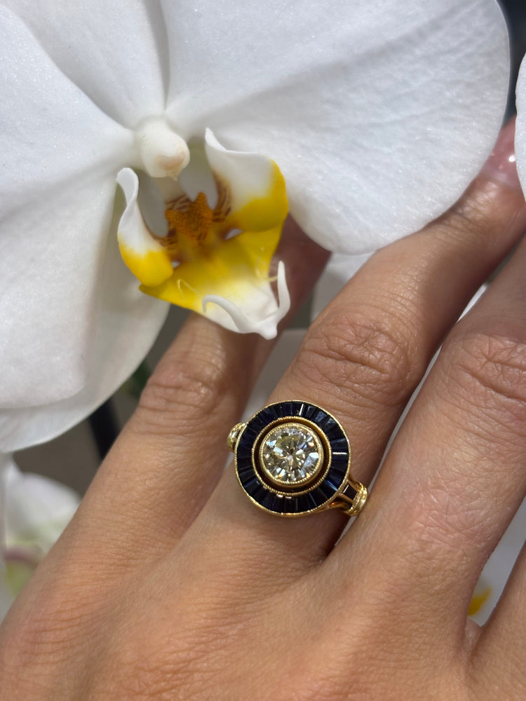 Women’s 18ct Yellow Gold Diamond Sapphire Ring - 5.6g 1.20ct - Hyman’s Jewellers