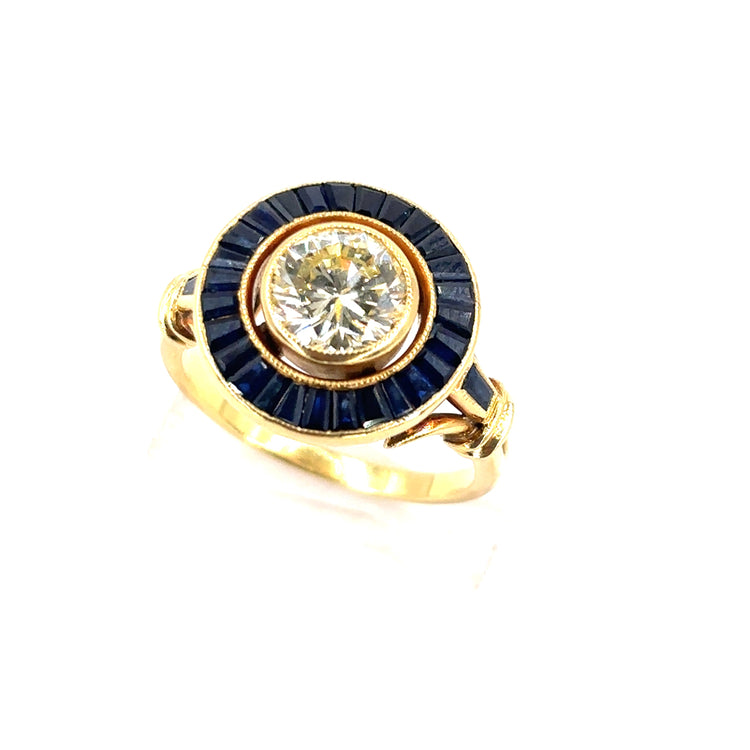 Women’s 18ct Yellow Gold Diamond Sapphire Ring - 5.6g 1.20ct - Hyman’s Jewellers