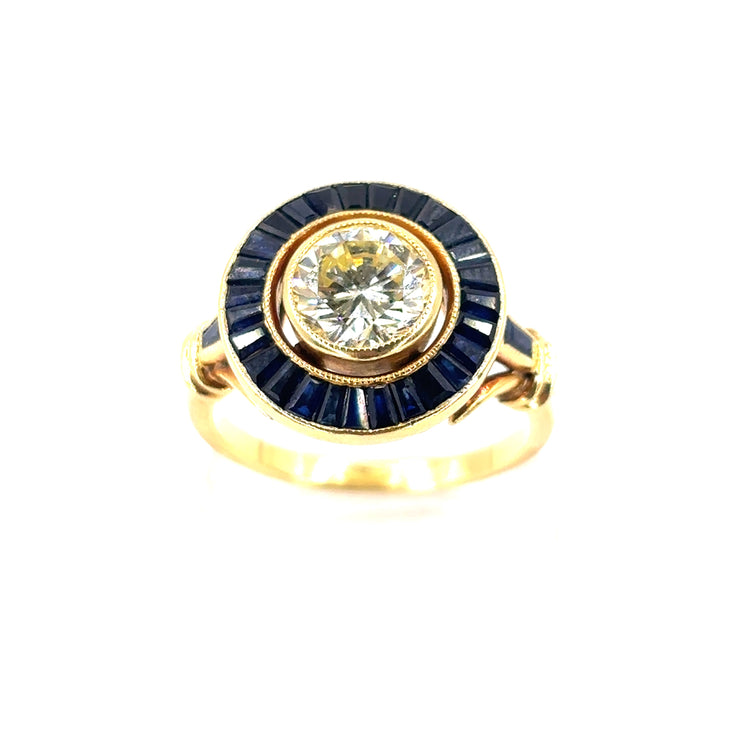 Women’s 18ct Yellow Gold Diamond Sapphire Ring - 5.6g 1.20ct - Hyman’s Jewellers