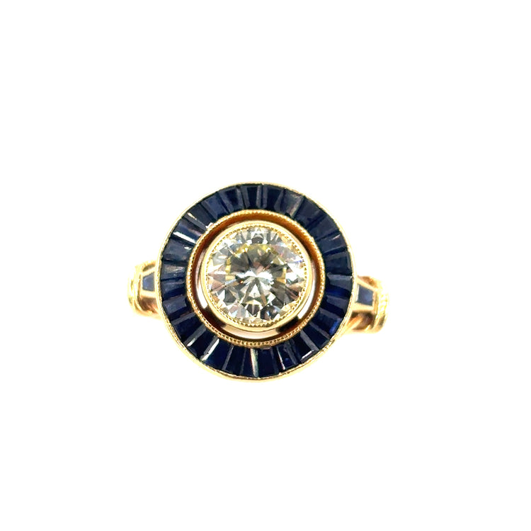 Women’s 18ct Yellow Gold Diamond Sapphire Ring - 5.6g 1.20ct - Hyman’s Jewellers