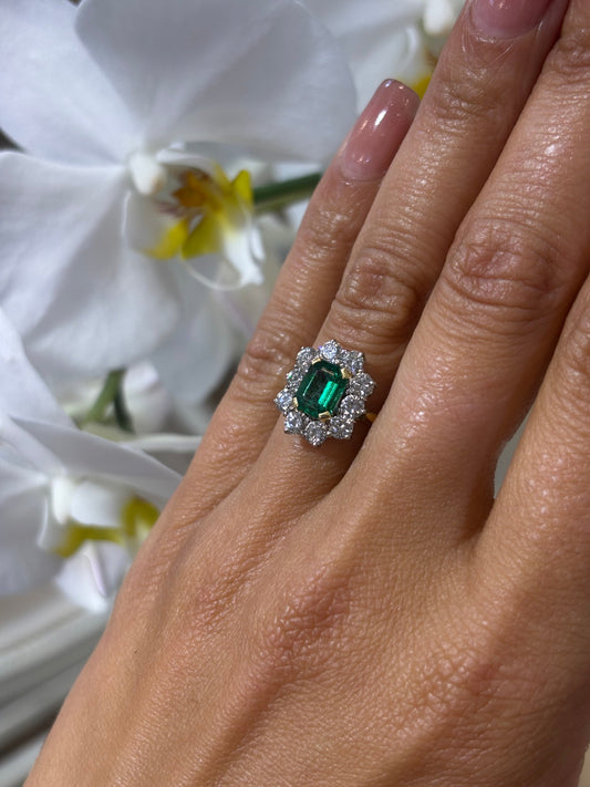 Women’s 18ct Yellow Gold Emerald Diamond Cocktail Ring - 1.50ct - Hyman’s Jewellers