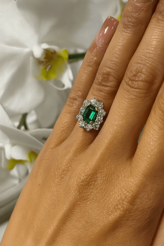 Women’s 18ct Yellow Gold Emerald Diamond Cocktail Ring - 1.50ct - Hyman’s Jewellers
