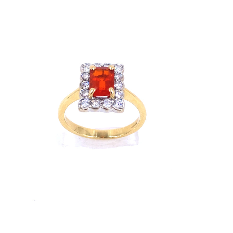 Womens 18ct Yellow Gold Fire Opal Cocktail Ring - 0.30ct - Hyman’s Jewellers