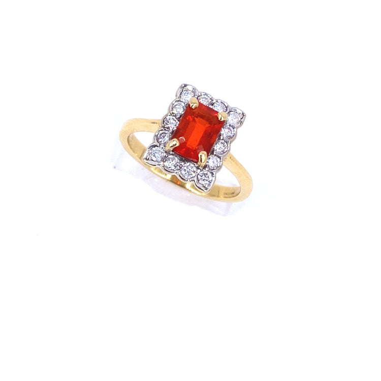 Womens 18ct Yellow Gold Fire Opal Cocktail Ring - 0.30ct - Hyman’s Jewellers