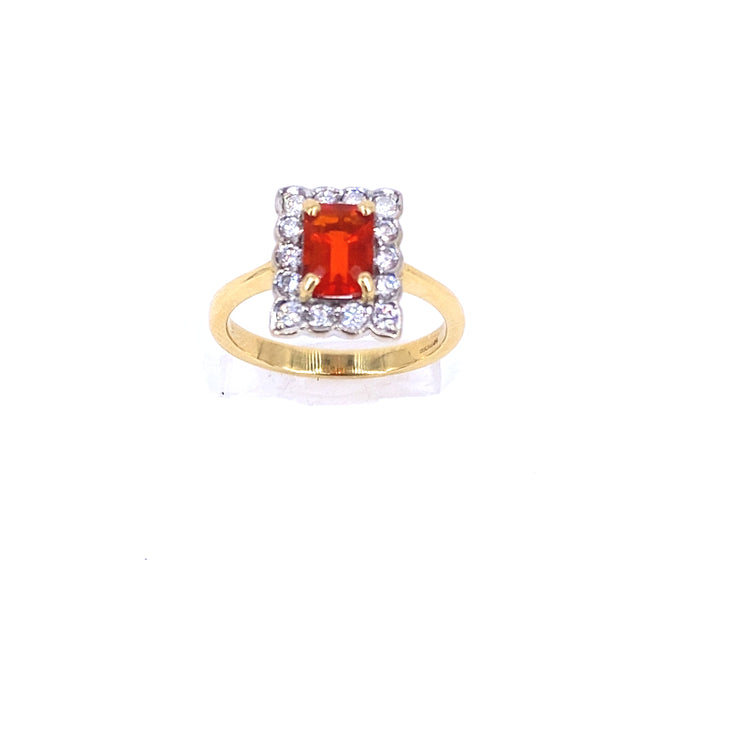 Womens 18ct Yellow Gold Fire Opal Cocktail Ring - 0.30ct - Hyman’s Jewellers