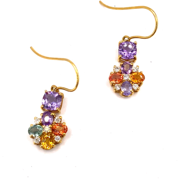Women’s 18ct Yellow Gold Handmade Gemstone Earrings - Hyman’s Jewellers