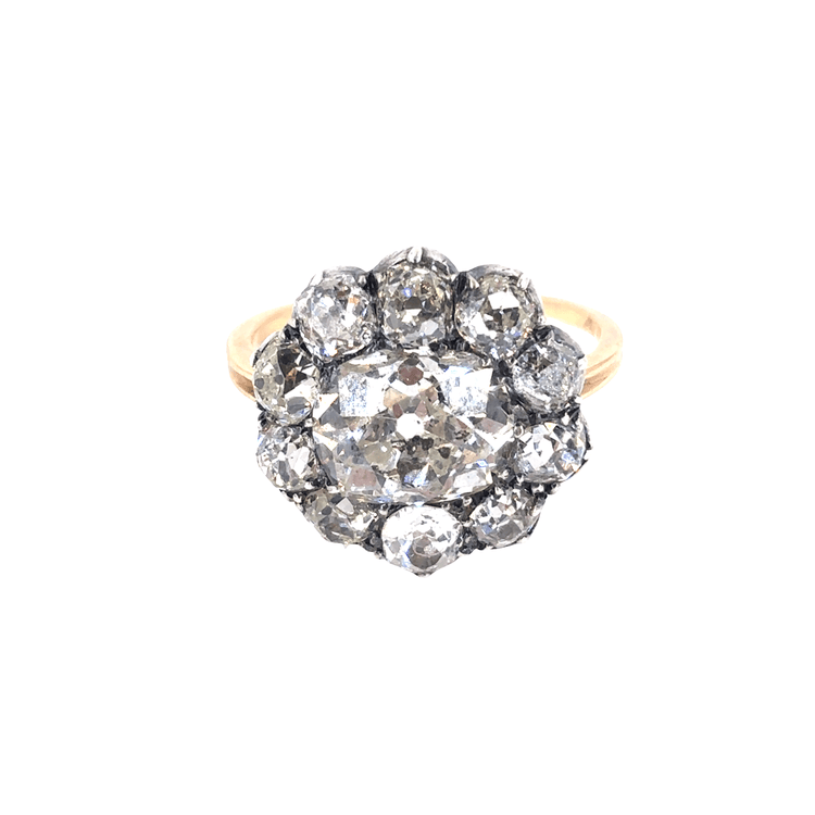 Women’s 18ct Yellow Gold Miners Cut Diamond Flower Ring - 3.5ct - Hyman’s Jewellers