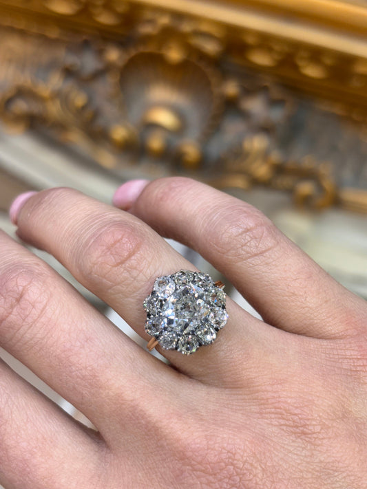 Women’s 18ct Yellow Gold Miners Cut Diamond Flower Ring - 3.5ct - Hyman’s Jewellers