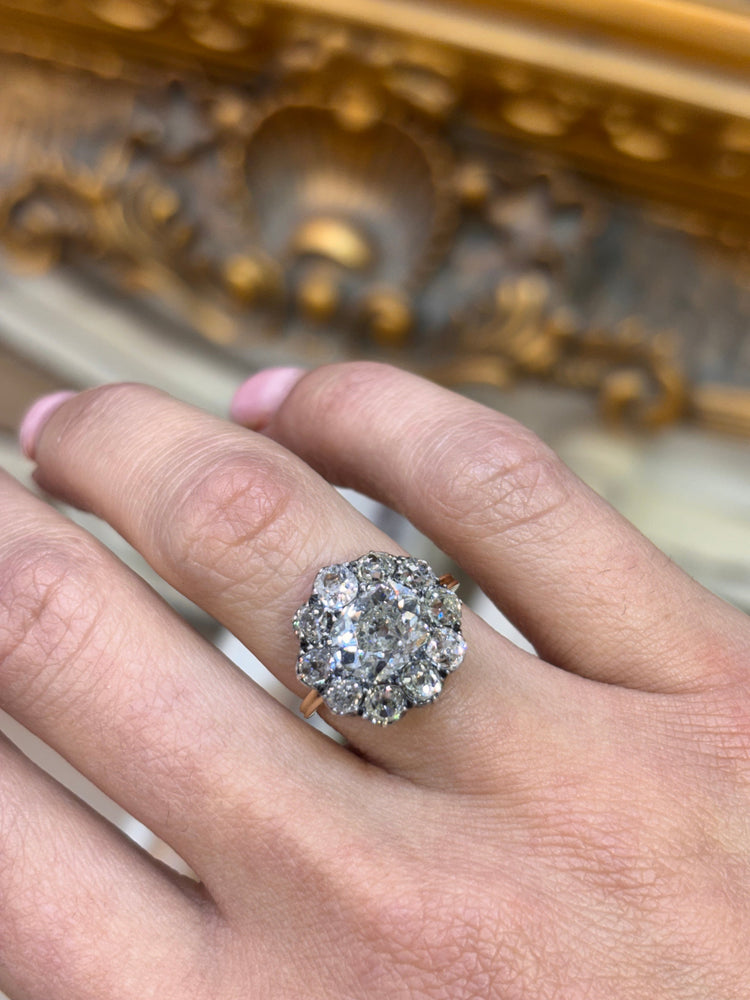 Women’s 18ct Yellow Gold Miners Cut Diamond Flower Ring - 3.5ct - Hyman’s Jewellers