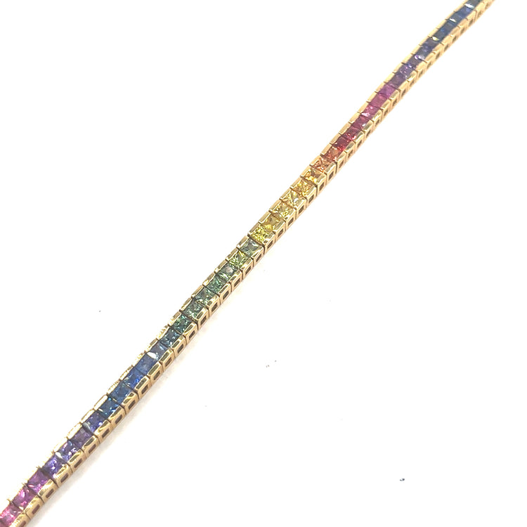Women’s 18ct Yellow Gold Multi Coloured Sapphire Bracelet - Hyman’s Jewellers
