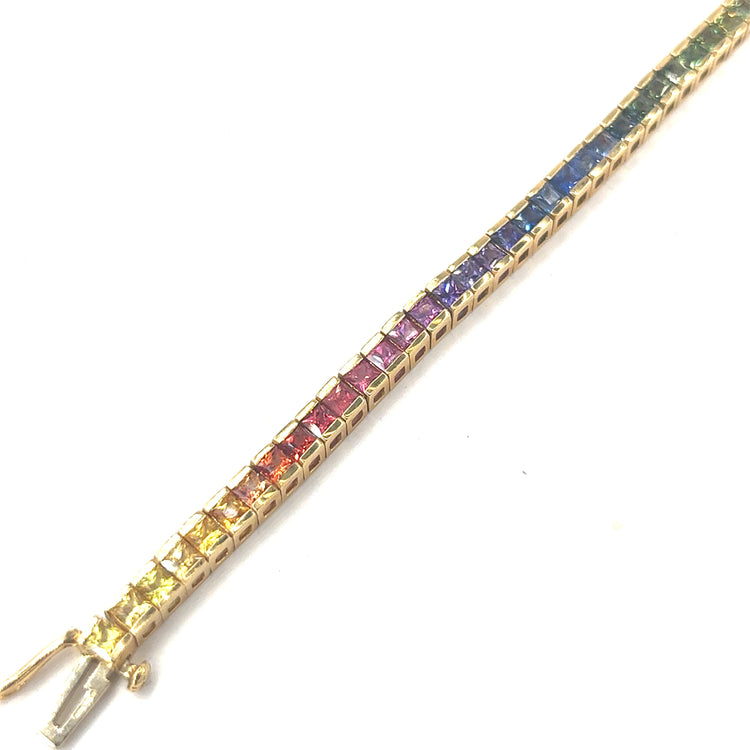 Women’s 18ct Yellow Gold Multi Coloured Sapphire Bracelet - Hyman’s Jewellers