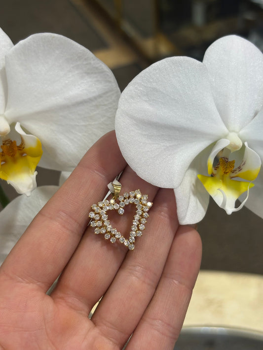 Women’s 18ct Yellow Gold Natural Diamond Heart Pendant - 2.5cts - Hyman’s Jewellers