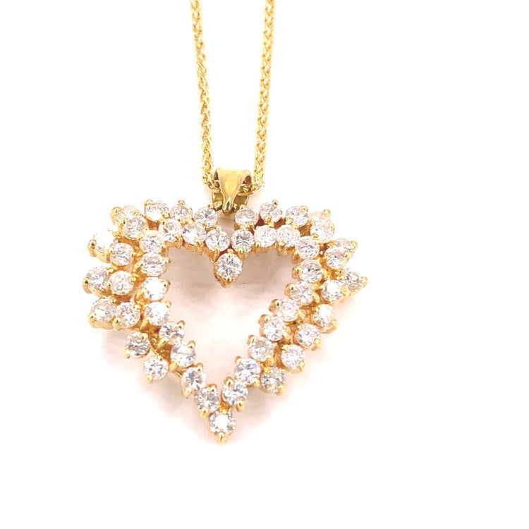 Women’s 18ct Yellow Gold Natural Diamond Heart Pendant - 2.5cts - Hyman’s Jewellers