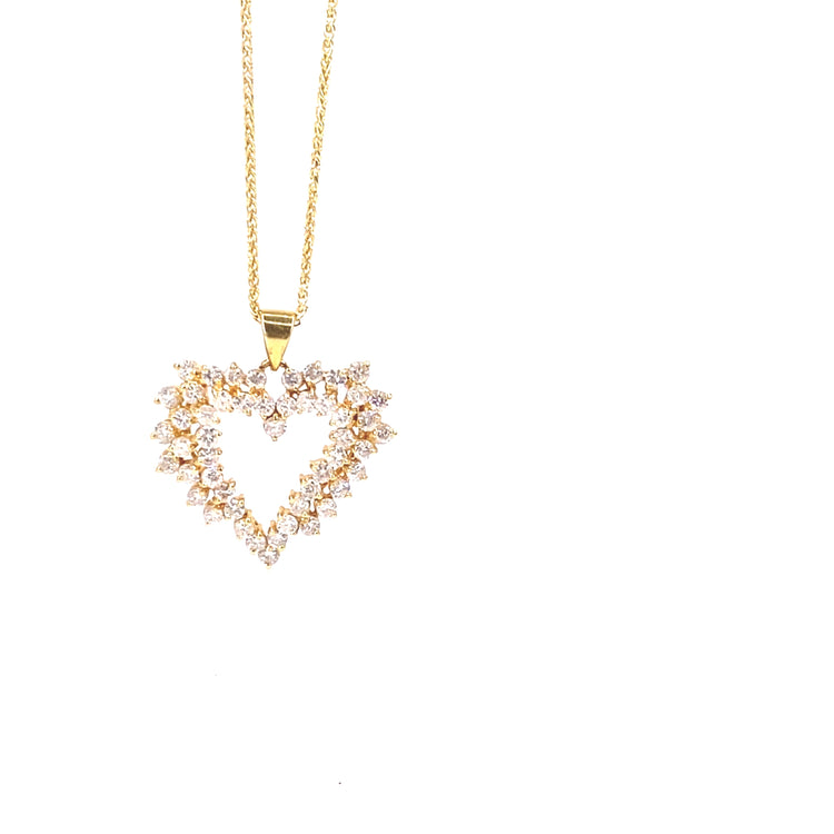 Women’s 18ct Yellow Gold Natural Diamond Heart Pendant - 2.5cts - Hyman’s Jewellers
