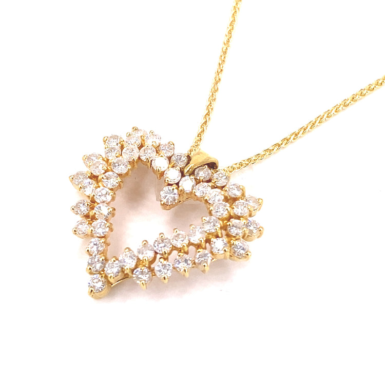 Women’s 18ct Yellow Gold Natural Diamond Heart Pendant - 2.5cts - Hyman’s Jewellers