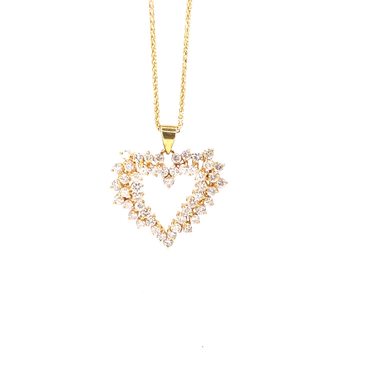 Women’s 18ct Yellow Gold Natural Diamond Heart Pendant - 2.5cts - Hyman’s Jewellers