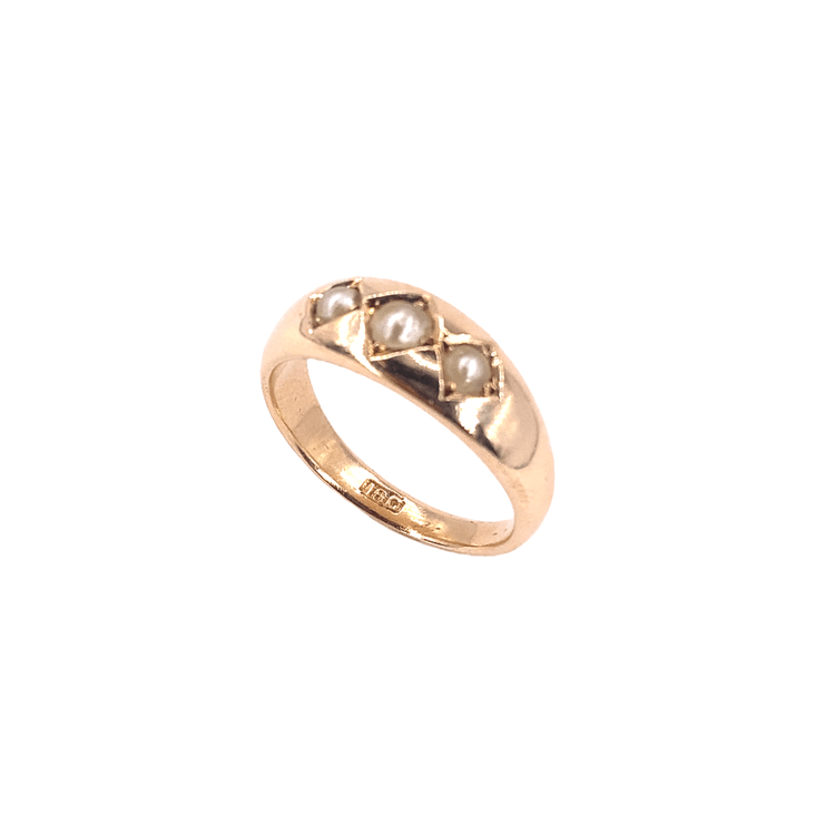 Women’s 18ct Yellow Gold Pearl Trilogy Ring - 4.9g - Hyman’s Jewellers