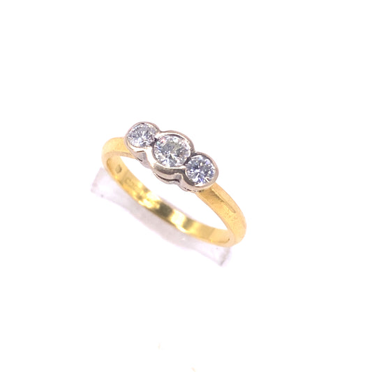 Women’s 18ct Yellow Gold Platinum Diamond Trilogy - 0.30ct 3g - Hyman’s Jewellers