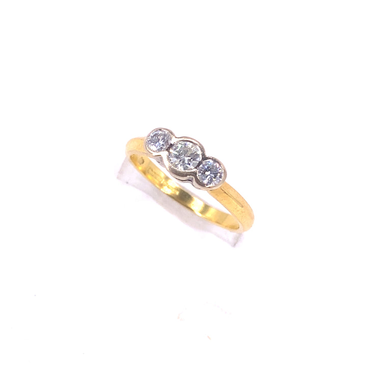 Women’s 18ct Yellow Gold Platinum Diamond Trilogy - 0.30ct 3g - Hyman’s Jewellers