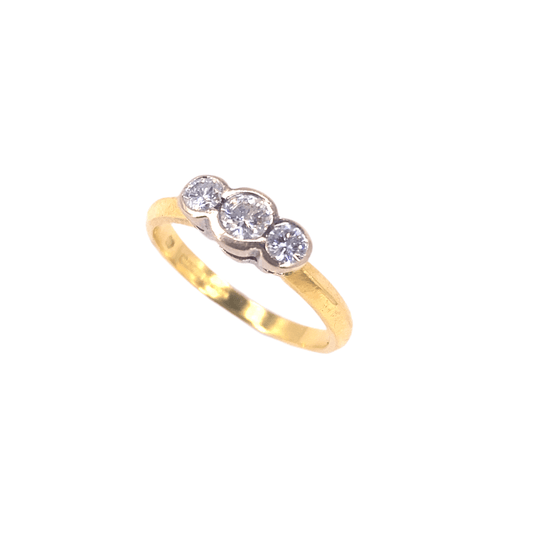 Women’s 18ct Yellow Gold Platinum Diamond Trilogy - 0.30ct 3g - Hyman’s Jewellers