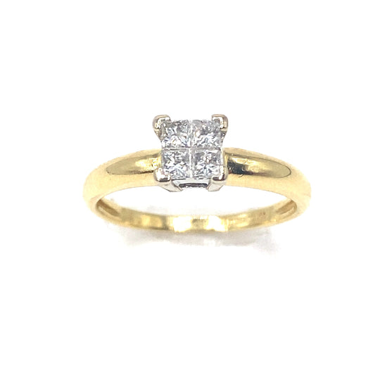 Women’s 18ct Yellow Gold Princess Cut Diamond Cluster Ring - 0.20ct - Hyman’s Jewellers