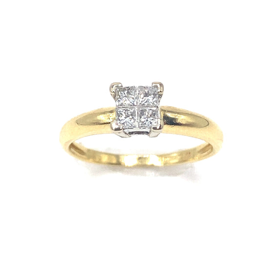 Women’s 18ct Yellow Gold Princess Cut Diamond Cluster Ring - 0.20ct - Hyman’s Jewellers