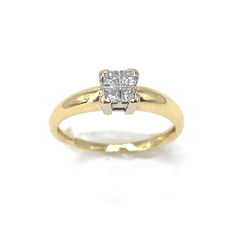 Women’s 18ct Yellow Gold Princess Diamond Cluster Ring - 0.20ct - Hyman’s Jewellers
