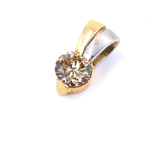 Women’s 18ct Yellow White Gold “Champagne” Diamond Pendant - 0.80ct - Hyman’s Jewellers