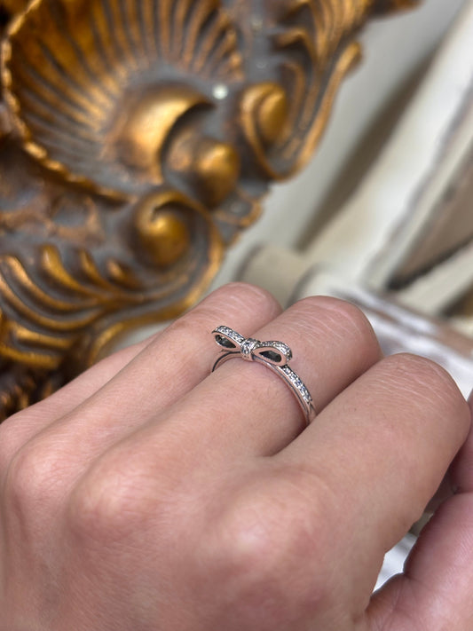 Womens 925 Silver Pandora Cz Bow Ring - Hyman’s Jewellers