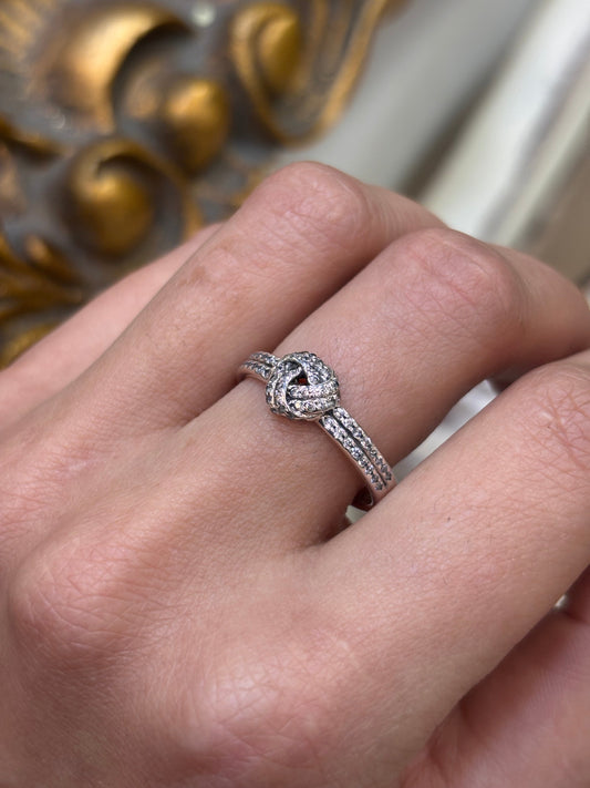 Womens 925 Silver Pandora Knot Cz Ring - Hyman’s Jewellers