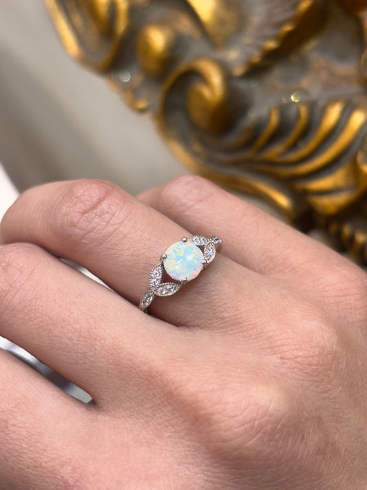 Women’s 925 Sterling Silver Cz Lab Opal Ring - Hyman’s Jewellers
