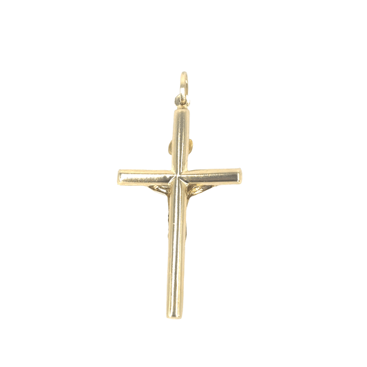 Women’s 9ct Classic Yellow Gold Hollow INRI Crucifix Pendant - 1.2g 4.2cm - Hyman’s Jewellers