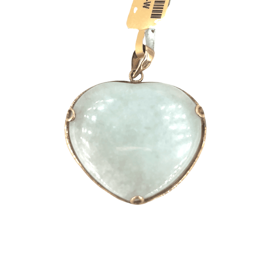 Women’s 9ct Heart - Shaped Green Jade Yellow Gold Pendant - Hyman’s Jewellers