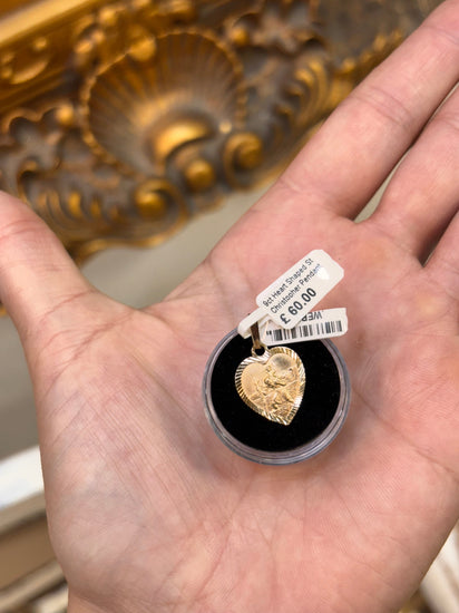 Women’s 9ct Heart St. Christopher Yellow Gold Heart Pendant - Hyman’s Jewellers