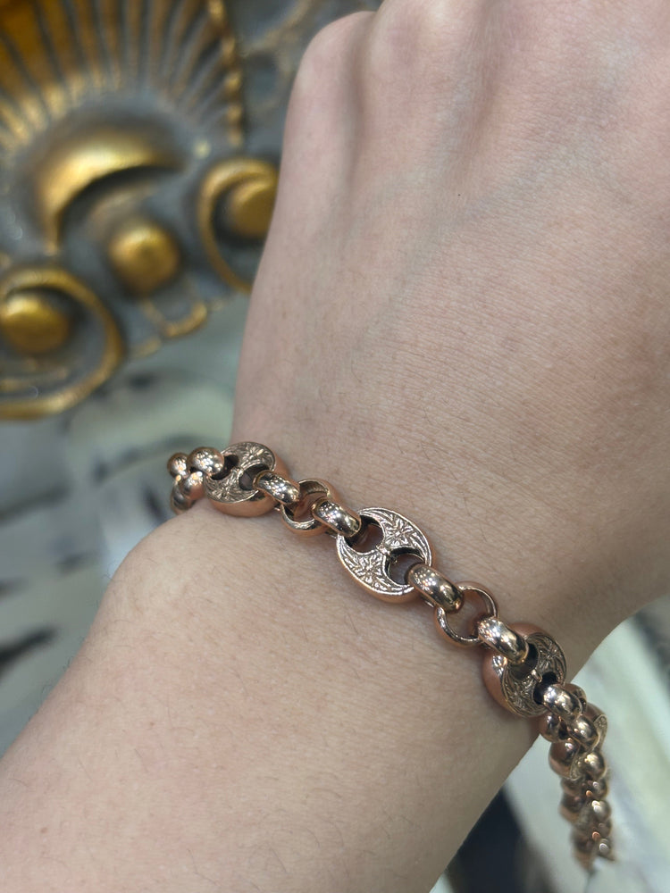 Women’s 9ct Rose Gold Anchor Link Engraved Bracelet - 8” - Hyman’s Jewellers