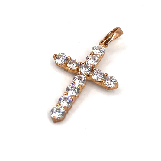 Women’s 9ct Rose Gold CZ Cross - Hyman’s Jewellers