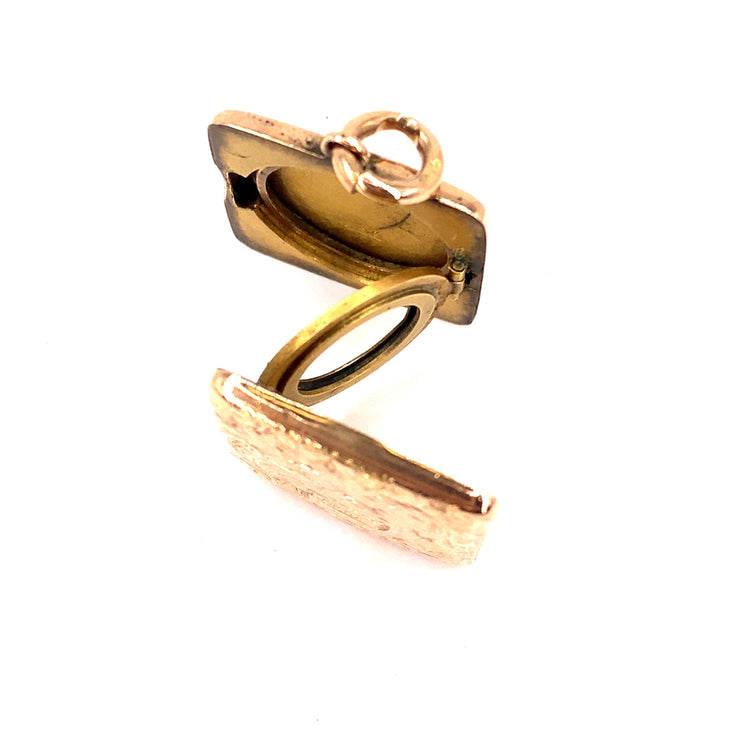 Women’s 9ct Rose Gold Vintage Engraved Square Locket Pendant - Hyman’s Jewellers