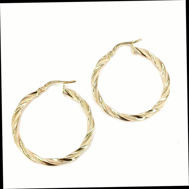 Women's 9ct Twisted Yellow Gold Hoop Earrings - Hyman’s Jewellers