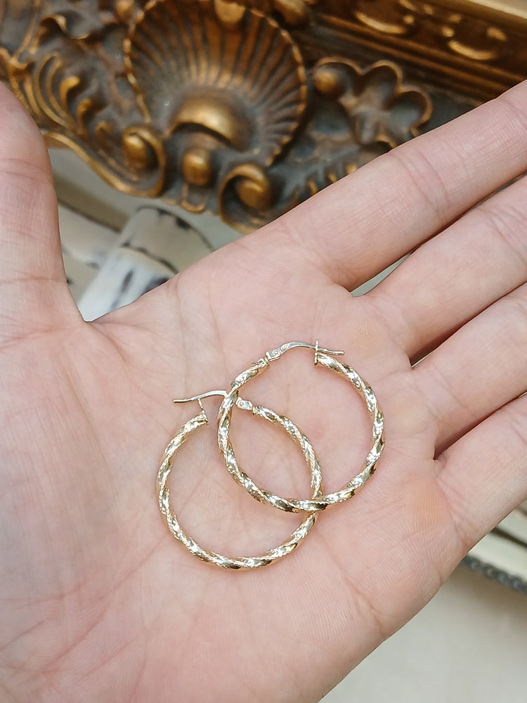 Women's 9ct Twisted Yellow Gold Hoop Earrings - Hyman’s Jewellers