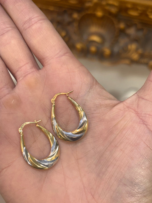 Women’s 9ct Two - Tone Gold Hoop Earrings - Hyman’s Jewellers