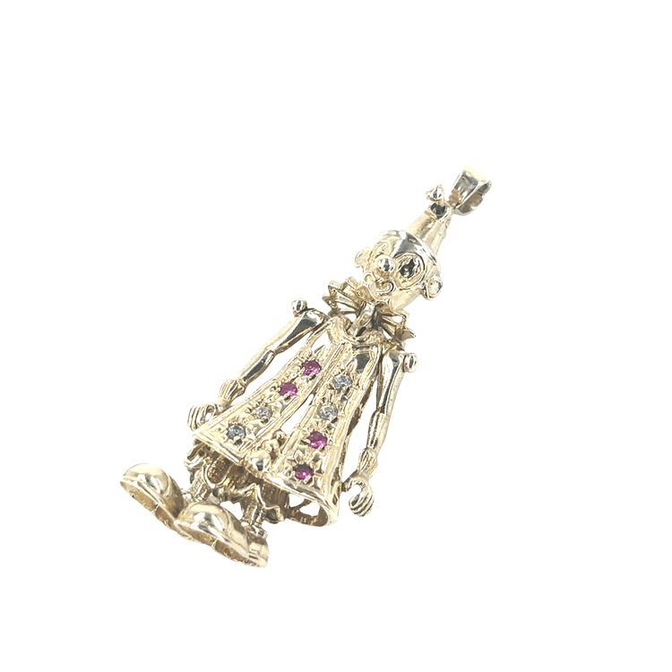 Women’s 9ct Whimsical Gold Clown Pendant with Round Pink White Cz - 4cm 5.7g - Hyman’s Jewellers