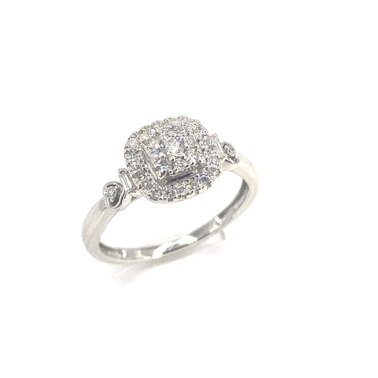 Women’s 9ct White Gold Art Deco Style Diamond Cluster Ring - 0.50ct - Hyman’s Jewellers