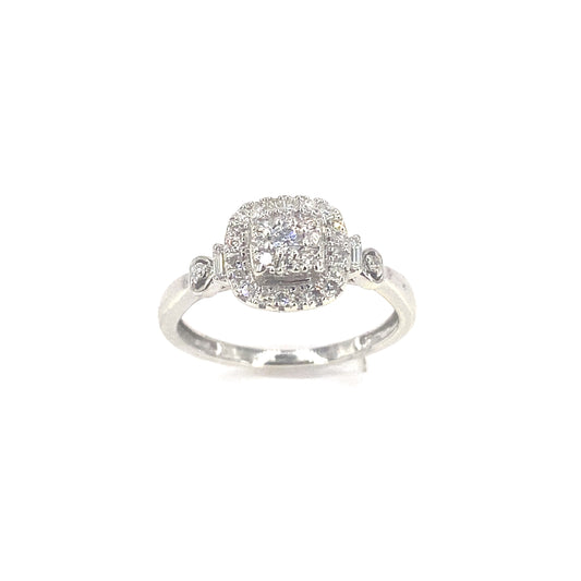 Women’s 9ct White Gold Art Deco Style Diamond Cluster Ring - 0.50ct - Hyman’s Jewellers