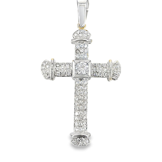 Women’s 9ct White Gold Cross Pendant - 10g Cz - Hyman’s Jewellers