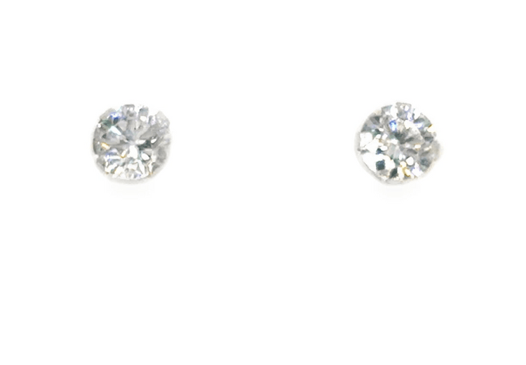 Women’s 9ct White Gold Cz Soltaire Studs - 4mm 1g - Hyman’s Jewellers